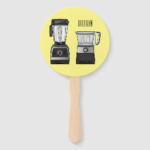 Food processor & blender cartoon illustration hand fan