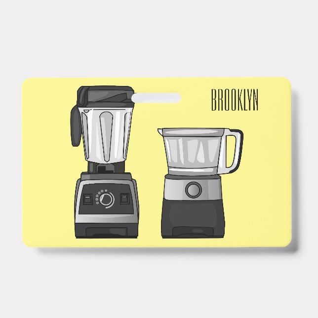 Food processor & blender cartoon illustration  ID badge (Front)