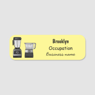 Food processor & blender cartoon illustration name tag