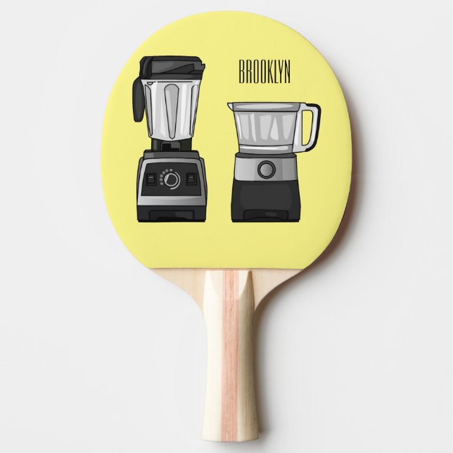 Food processor & blender cartoon illustration  ping pong paddle (Front)