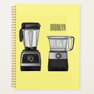 Food processor & blender cartoon illustration  planner