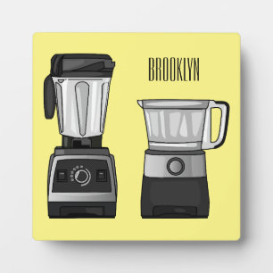Food processor & blender cartoon illustration  plaque
