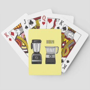 Food processor & blender cartoon illustration playing cards