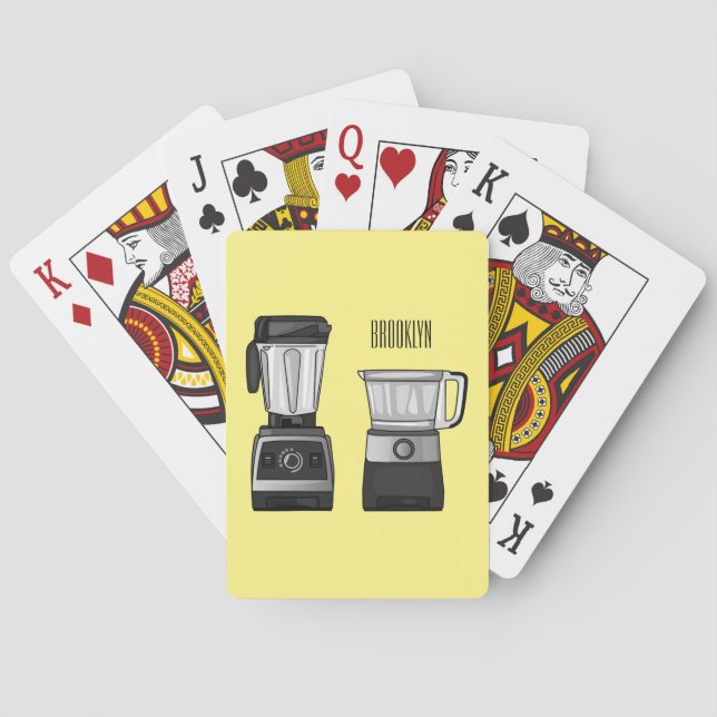 Food processor & blender cartoon illustration  playing cards (Back)