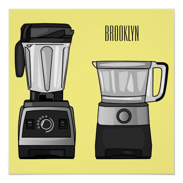 Food processor & blender cartoon illustration  poster (Front)