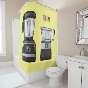 Food processor & blender cartoon illustration shower curtain
