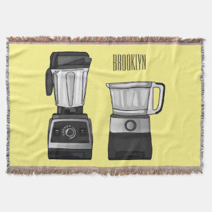 Food processor & blender cartoon illustration  throw blanket