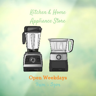 Food processor & blender cartoon illustration window cling