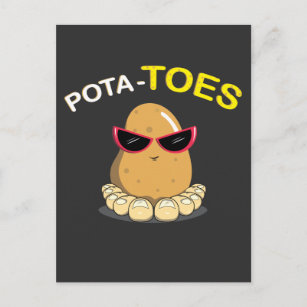 Food Pun Potatoe Vegetable Toes Postcard