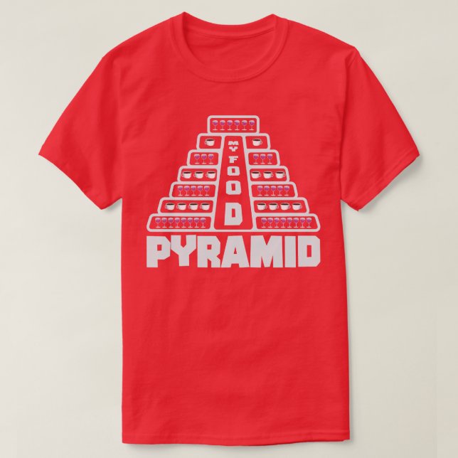 Food Pyramid Coffee Wine Drinking  T-Shirt (Design Front)