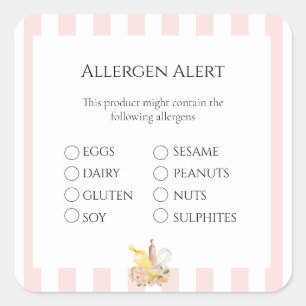 Food Safety Allergen Alert Square Sticker