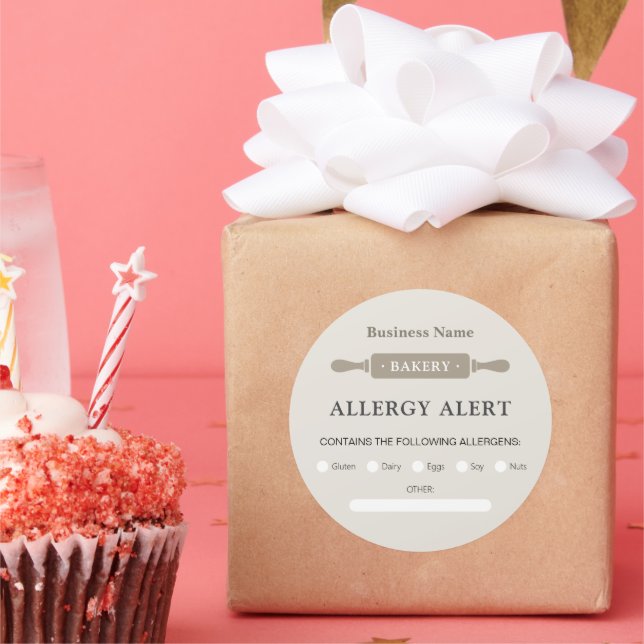 Food Safety Allergy Alert Bakery Rolling Pin Classic Round Sticker (Party)