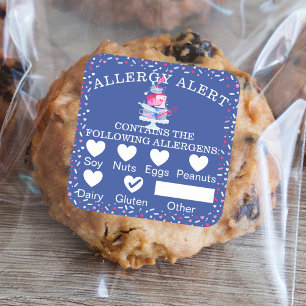 Food Safety Allergy Alert Fun Bakery Cake & Tools Square Sticker