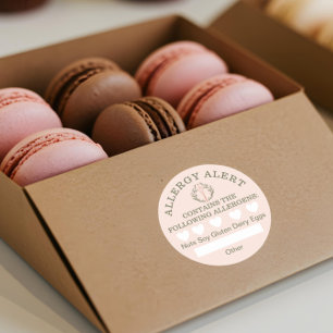 Food Safety Allergy Alert Pink Bakery Whisk Classic Round Sticker
