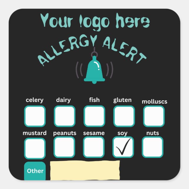 Food Safety Allergy Alert  Square Sticker (Front)