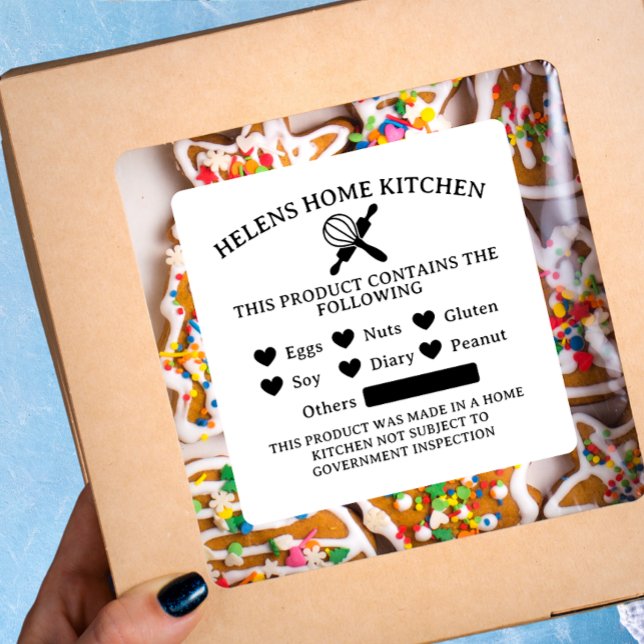 Food Safety White Allergy Alert Bakery Sticker (Creator Uploaded)