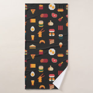 Food seamless pixel art pattern,fabric textures,is bath towel