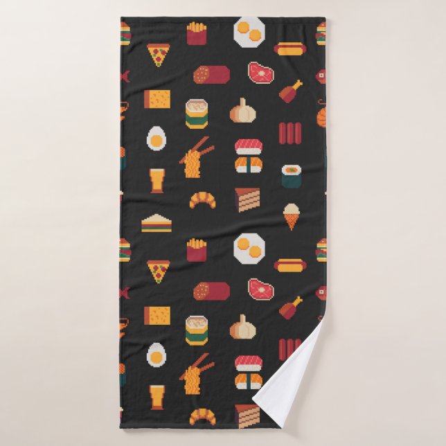 Food seamless pixel art pattern,fabric textures,is bath towel (Bath Towel)