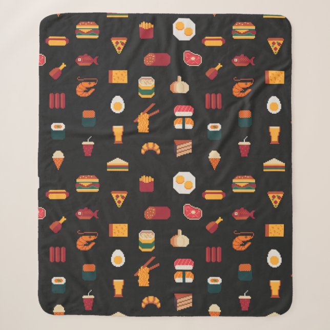 Food seamless pixel art pattern,fabric textures,is sherpa blanket (Front)