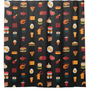Food seamless pixel art pattern,fabric textures,is shower curtain