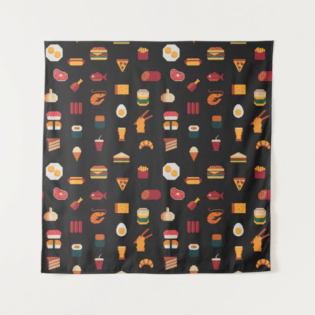 Food seamless pixel art pattern,fabric textures,is tapestry (Front)