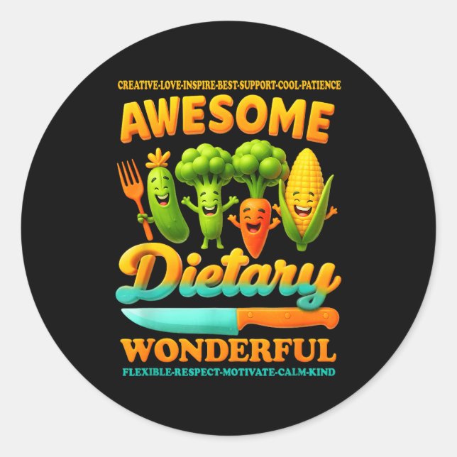 Food Service Week Dietary Appreciation Flexible Re Classic Round Sticker (Front)