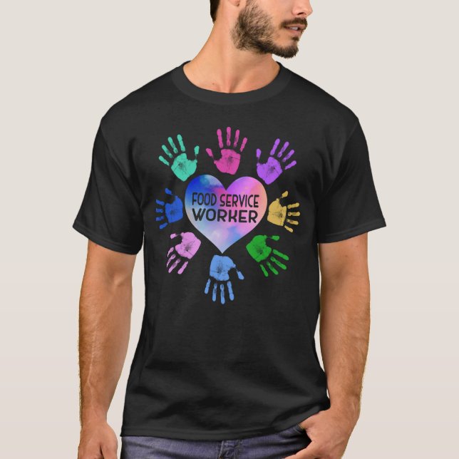 Food Service Worker Hand Heart T-Shirt (Front)
