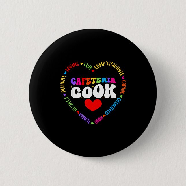 Food Services Crew Cafeteria Cook Helper School Sq 6 Cm Round Badge (Front)