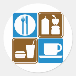Food Services Highway Signs Collection Classic Round Sticker