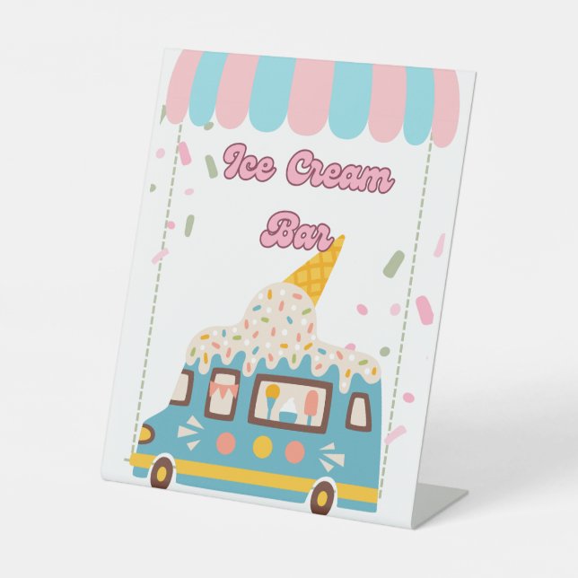Food Sign Ice Cream Bar For Birthday Party (Front)