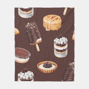 food sketch delicious beautiful desserts and pastr fleece blanket