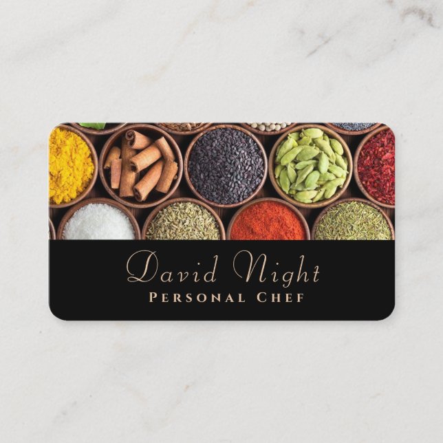 Food Spice Design Personal Chef Catering Business Card (Front)