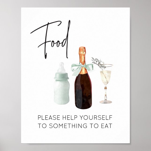 Food Station Sign for Baby Shower Green Sip & See (Front)