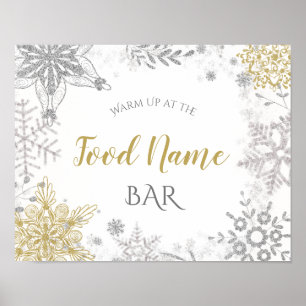 Food Station Winter Wonderland Silver Gold  Poster