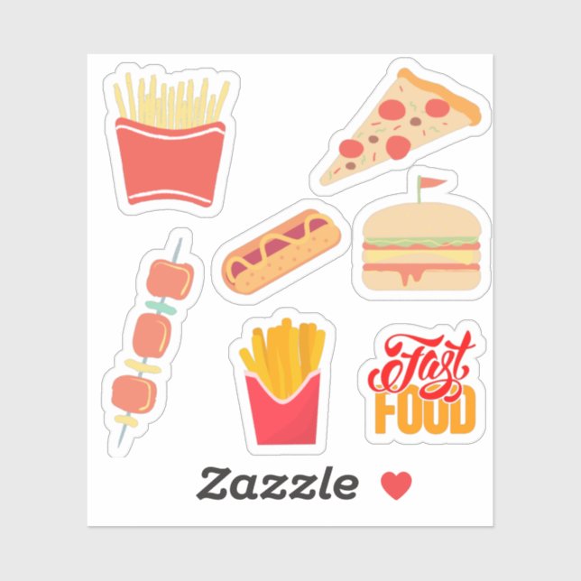 Food Stickers Pack, Cute Fast Food Stickers (Sheet)
