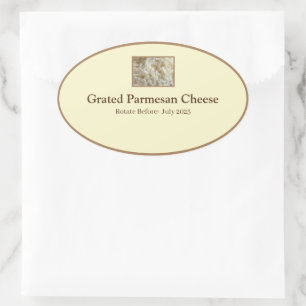 Food Storage Kitchen Stickers-Grated Parmesan CHSE Oval Sticker