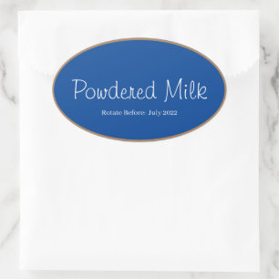 Food Storage Kitchen Stickers-Powdered Milk Oval Sticker