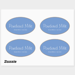 Food Storage Kitchen Stickers-Powdered Milk Oval Sticker