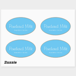 Food Storage Kitchen Stickers-Powdered Milk Oval Sticker