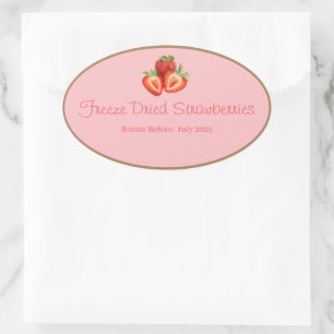 Food Storage Kitchen Stickers-Strawberries Oval Sticker