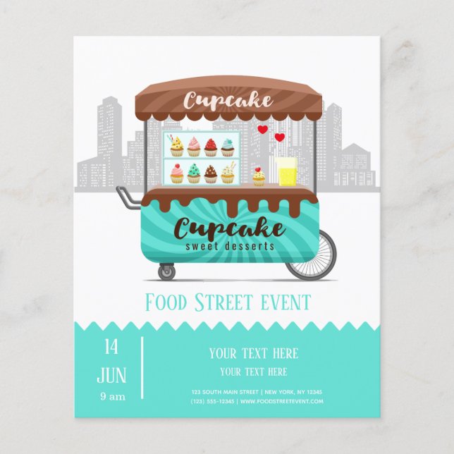 Food street cupcake sweet desserts flyer (Front)