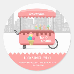 Food street ice cream classic round sticker