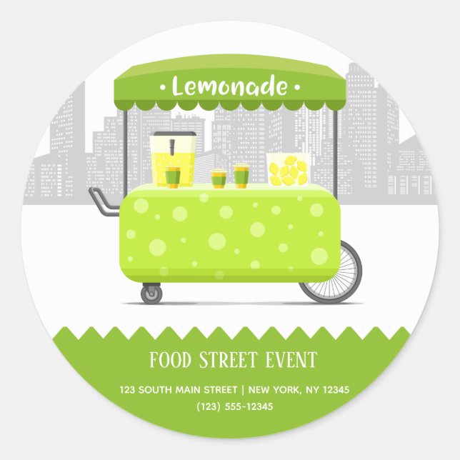 Food street lemonade classic round sticker (Front)