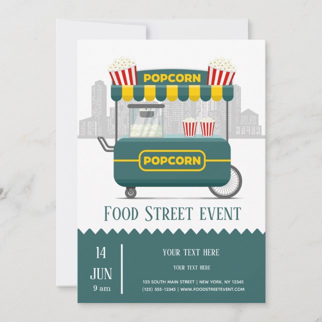 Food street popcorn snack invitation (Front)