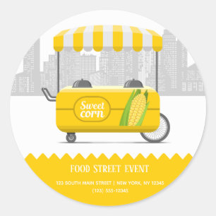 Food street sweet corn classic round sticker