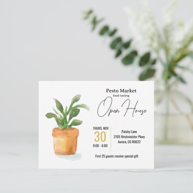 Food Tasting Invitation for open house or other Postcard (Standing Front)