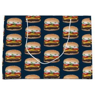 Food Themed Cheese BBQ Grilled Hamburger Foodie Large Gift Bag