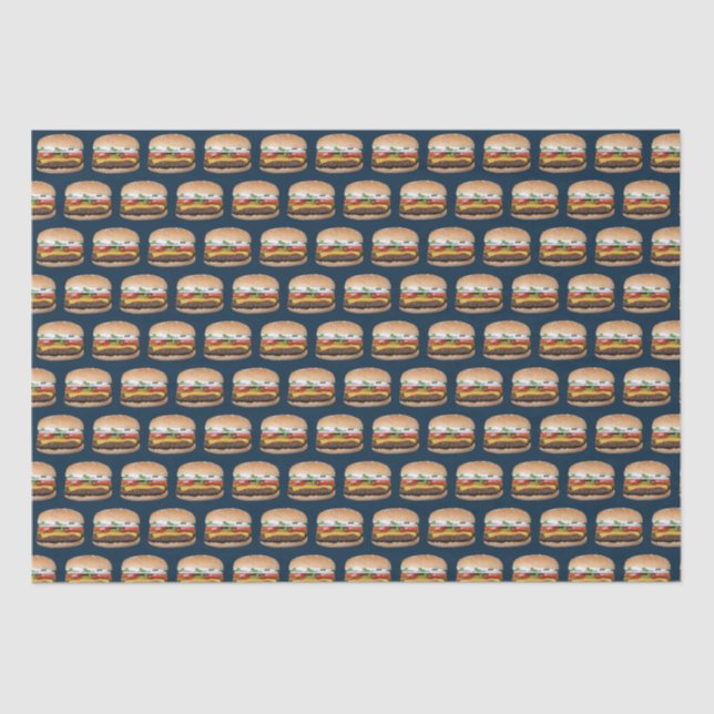 Food Themed Cheese BBQ Grilled Hamburger Foodie Tissue Paper (Front)