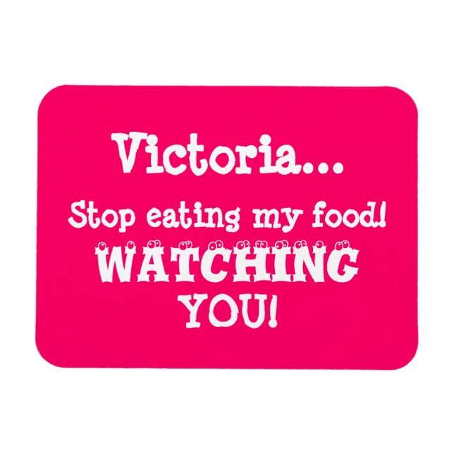 Food Thief Warning-Fridge Magnet Fun/Pink (Horizontal)