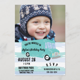 Food Truck Birthday Party Photo Invitation